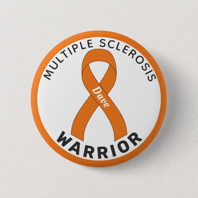 Multiple Sclerosis Ribbon White Button (Front)