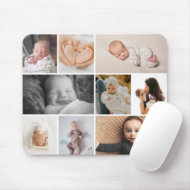 Multiple snapshots baby photos collage mouse pad (With Mouse)