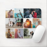 Multiple snapshots engage couple photos collage mouse pad<br><div class="desc">Feature a collection of engagement or relationship photos; open full editor to change the grid thickness and colour (background)</div>