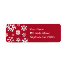 Multiple Snowflakes Address Label (Burgandy)