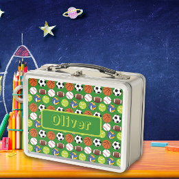 Multiple Sport balls personalised name Metal Lunch Box