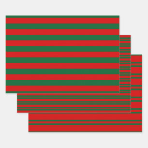 Multiple Stripe Patterns DIY Colours Green Red Wrapping Paper Sheet