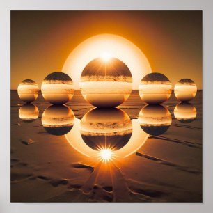 Multiple suns aligned poster