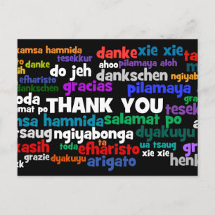 Multiple Ways to Say Thank You in Many Languages Postcard