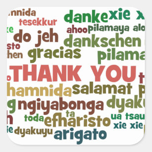 Multiple Ways to Say Thank You in Many Languages Square Sticker