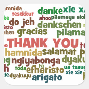 Multiple Ways to Say Thank You in Many Languages Square Sticker