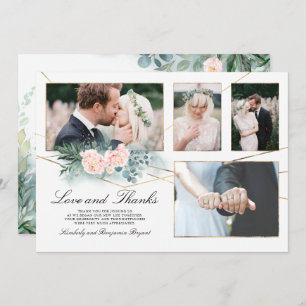 Multiple Wedding Photos Love and Thanks Photo Invitation