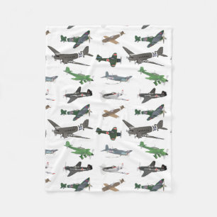 Multiple WW2 Airplanes Pattern Fleece Blanket