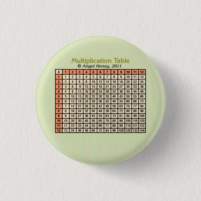 Multiplication Table - button - orange (Front)