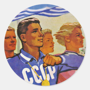 Multiply the Ranks of Soviet Sportsmen Classic Round Sticker
