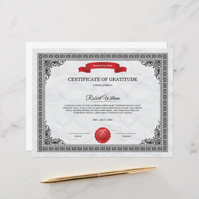 Multipurpose Certificate template (Front/Back In Situ)
