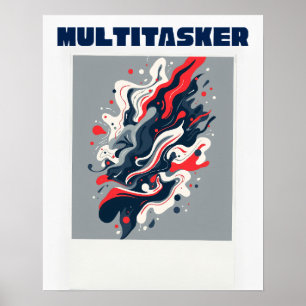 Multitasker Abstract Fluid Art - Modern Retro Poster