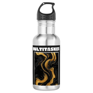 Multitasker Gold & Black Liquid Marble Abstract 532 Ml Water Bottle