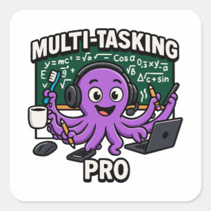 Multitasking Octopus Classroom Learner Pro Square Sticker