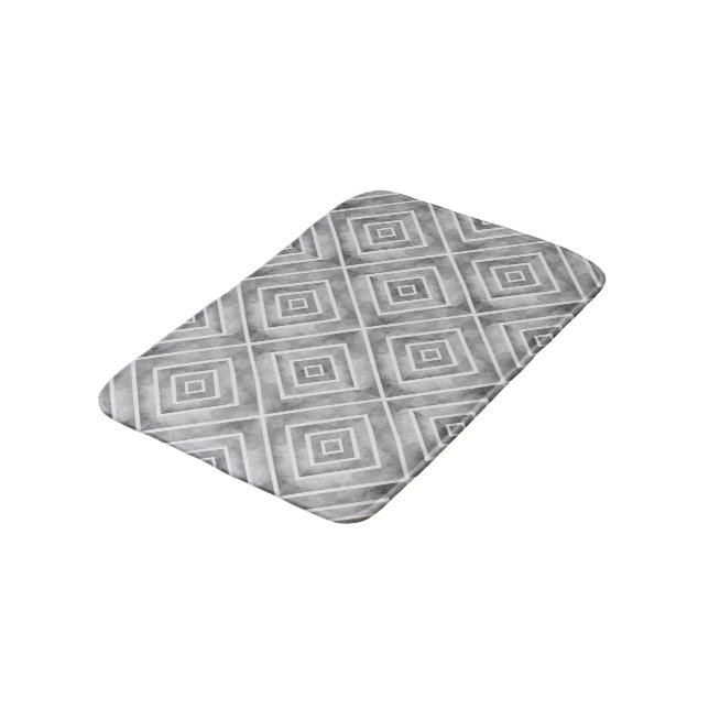 Multitone grey abstract  retro watercolor pattern bath mat (Angled)