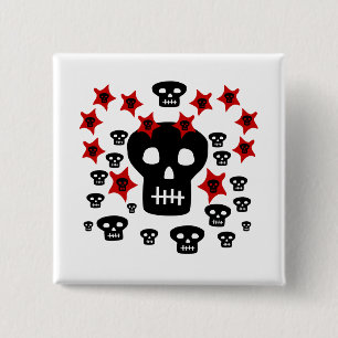 Multitude of Skulls With Weird Stars 15 Cm Square Badge