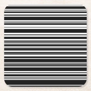 Multitudes of Uneven Black and White Stripes Square Paper Coaster