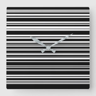 Multitudes of Uneven Black and White Stripes Square Wall Clock