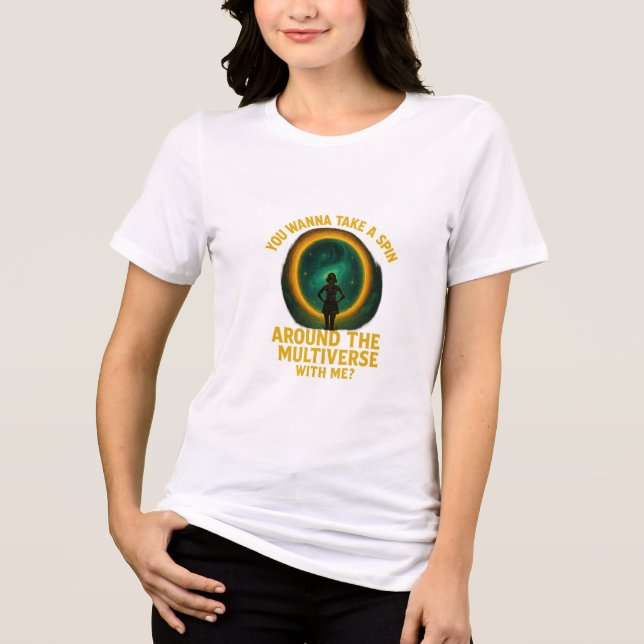 Multiverse Mini Skirt Silhouette Tri-Blend Shirt (Front)