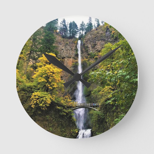 Multnomah Falls, Columbia River Gorge, Oregon Round Clock (Front)
