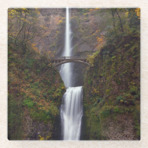 Multnomah Falls in late Autumn Glass Coaster