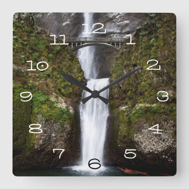 Multnomah Falls in the Columbia Gorge Square Wall Clock (Front)