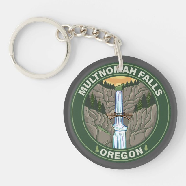 Multnomah Falls Oregon Key Ring (Front)