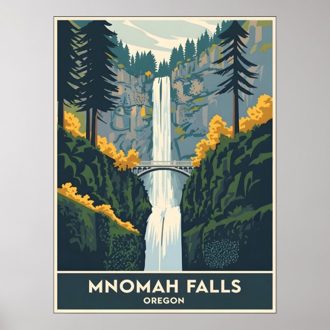 Multnomah Falls Oregon Poster (Front)
