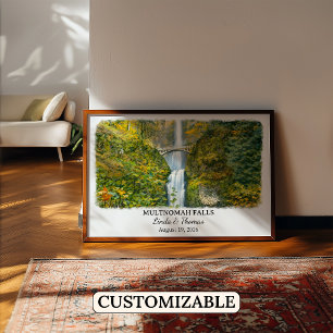 Multnomah Falls Oregon Poster, Watercolor, Custom Poster