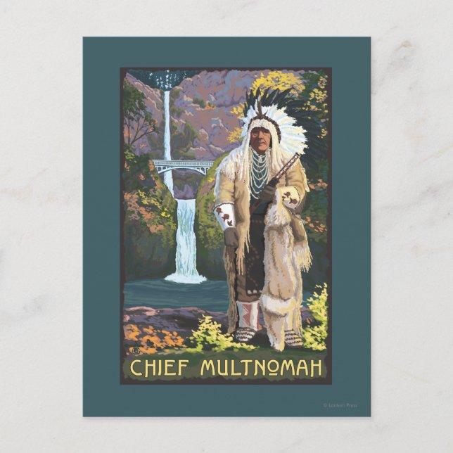 Multnomah Falls, OregonChief Multnomah Postcard (Front)