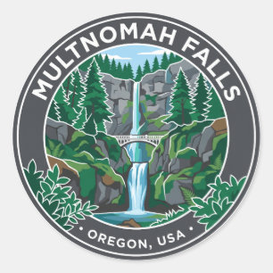 Multnomah Falls USA Classic Round Sticker