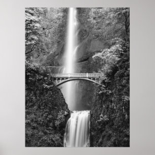 Multnomah Falls Waterfall with Benson Bridge Poster