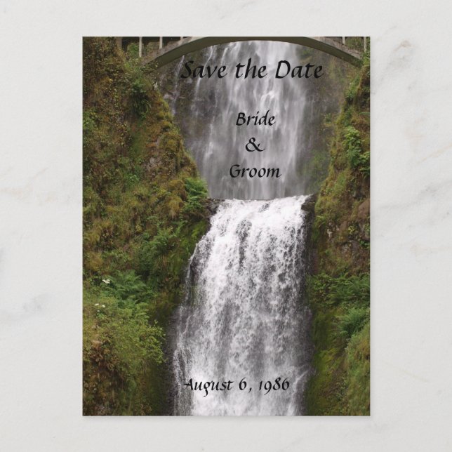 Multomah Falls with Bridge Wedding Announcement Postcard (Front)