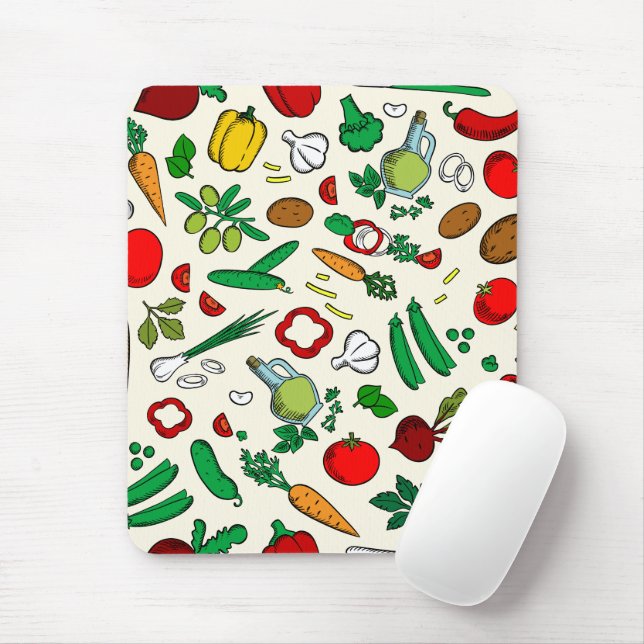 Multycolor Vegetable Pattern   Mouse Pad (With Mouse)