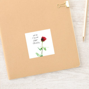 Mum 100th Birthday Red Rose Flower Personalised