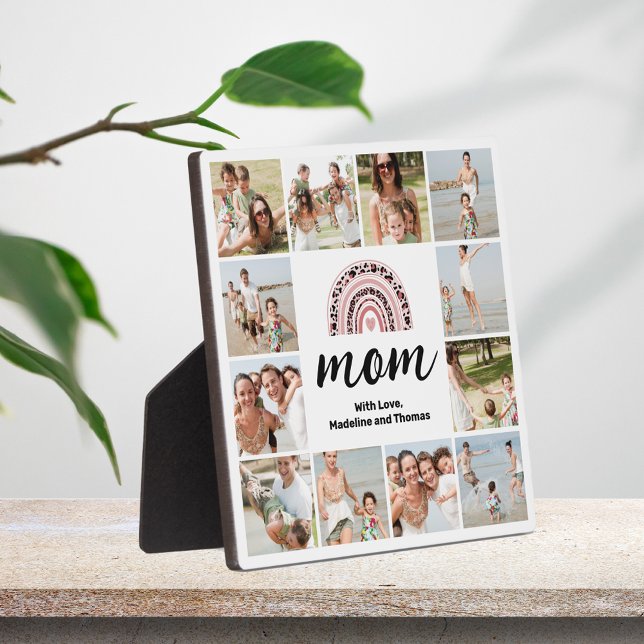 Mum 12 Photo Collage Rainbow Plaque (Creator Uploaded)