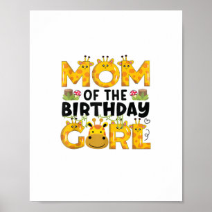 Mum 1st Birthday Girl Giraffe Theme Party Zoo Safa Poster
