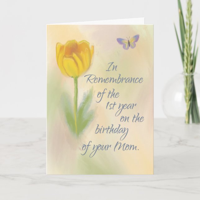 Mum 1st Year Birthday Remembrance Flowers Card (Front)