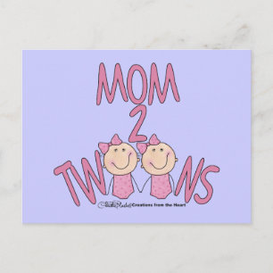 Mum 2 Twins Girls Postcard