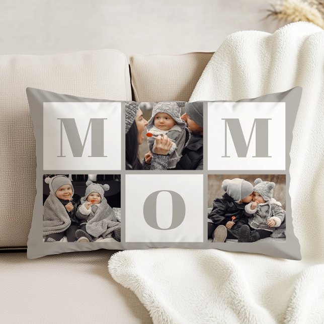 Mum 3 Photo Collage Grey Decorative Cushion (Creator Uploaded)