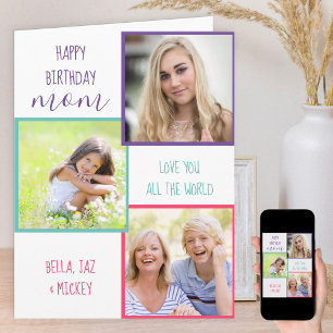 Mum 3 Photo Collage Personalised Birthday Card