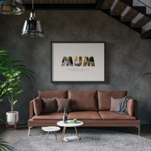 Mum 3 photo modern elegant black cream mothers day poster