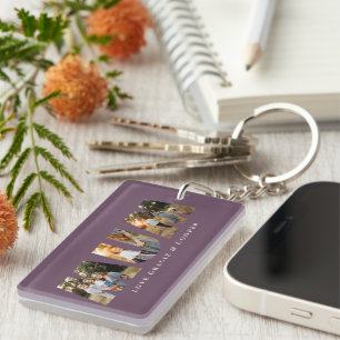 Mum 3 photo modern elegant black mothers day key ring