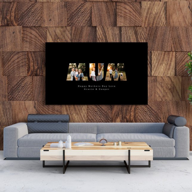 Mum 3 photo modern elegant black mothers day poster (Creator Uploaded)