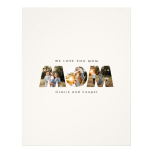 Mum 3 photo modern elegant black white mothers day print