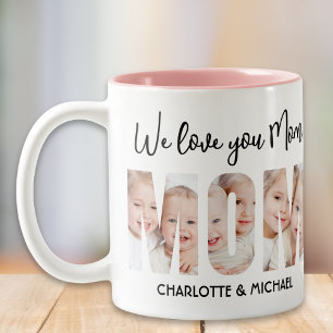 Mum 3 Photos Cutout Letters Two-Tone Coffee Mug
