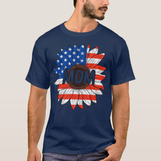 Mum 4th Of July USA Sunflower Cute Mama Women Patr T-Shirt
