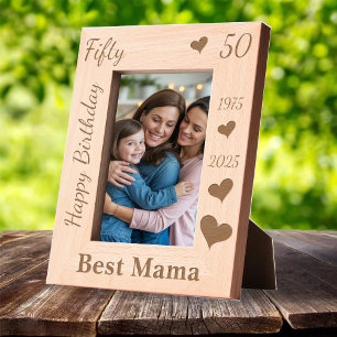 Mum 50th Birthday Photo frame with name love heart