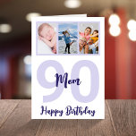 Mum 90th Birthday Purple Script Photo Collage Card<br><div class="desc">Put a smile on a face with this personalised 90th birthday modern script photo collage card for your Mum. You can add her cute childhood photos in or anything you like. - Simply click to personalise this design 🔥 My promises - This design is unique and is designed with you...</div>