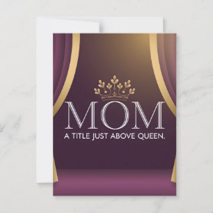 Mum Above Queen Crown Mother's Day Purple Gold Postcard